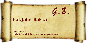 Gutjahr Baksa névjegykártya